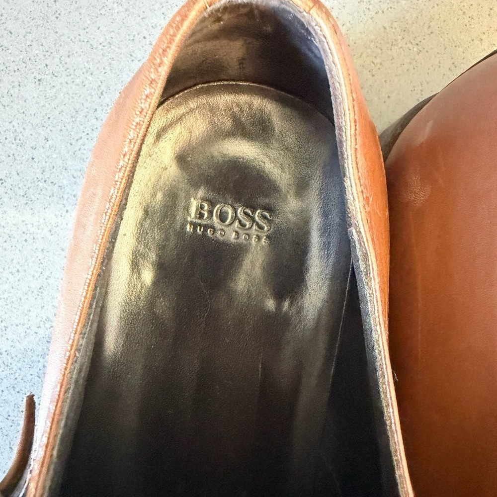 Hugo Boss Double Monk Strap Dress Shoes Mens 11 Brown Leather Buckle - Picture 14 of 16